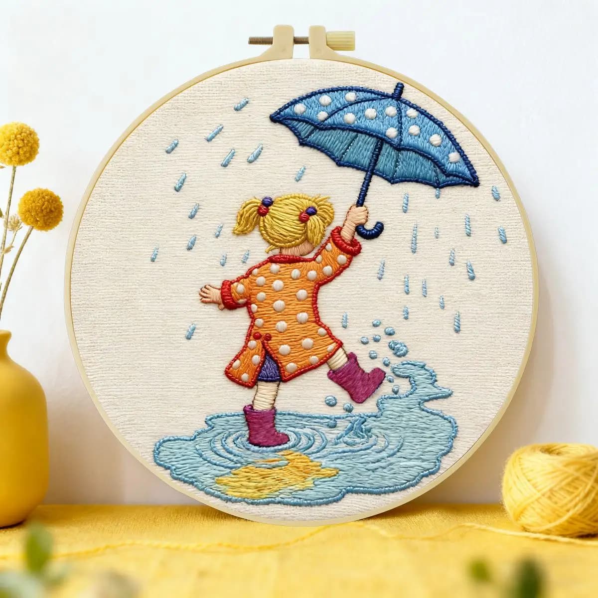 1pc 20X20CM/15X15CM 7.87/6.3inch Girl Embroidery Starter Kit DIY Kit DIY Embroidery Kit Manualidades Sewing Art Home Decor
