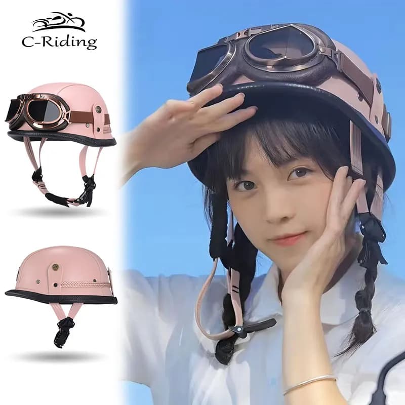 Caschi da Moto Casco Moto mezza faccia Vintage Retro tedesco Scooter Casco Moto Dot approvato accessori Moto