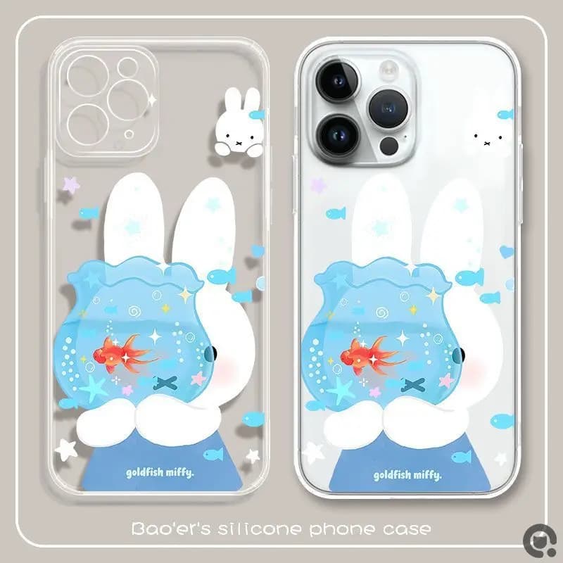 Miffy Rabbit Hollowed Out Simple and Cute Print Suitable for Iphone 13 14 15 16 Promax Anti Drop All Inclusive Phone Case