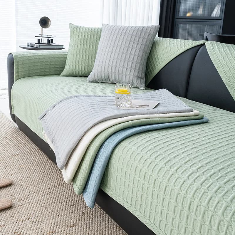 Ice Silk Summer Sofa Cover Creamy Wind Couch Cushion Cooling Non-Slip Corner Couch Towel for Living Room