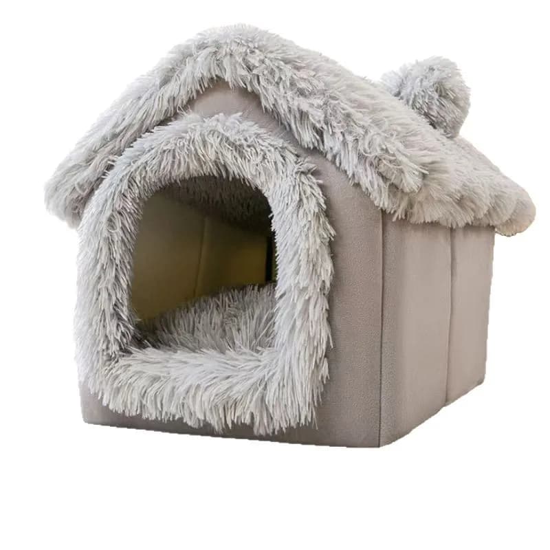 Winter Warm Foldable Bed for Cats And Small Medium Dogs Fully Enclosed Pet Nest for Detachable Washable Cat House