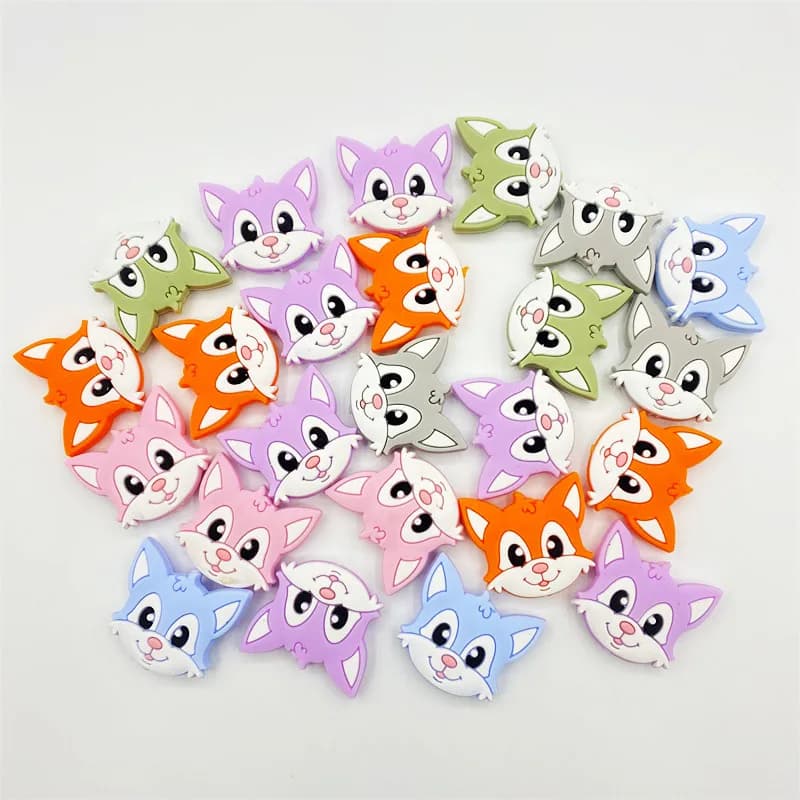 20 pezzi di perline in silicone per cartoni animati mini perline di messa a fuoco per penne perline per massaggiagengive in silicone per uso alimentare gioielli fai da te accessori per catena ciuccio