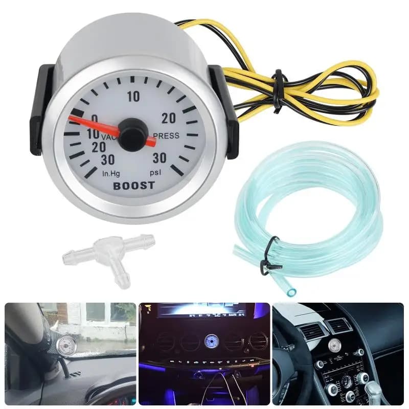 【MO】Manometro Turbo per Auto con Retroilluminazione Blu, Rotondo 52mm, -30~30 PSI -1~2 Bar, Strumento di Misurazione Digitale