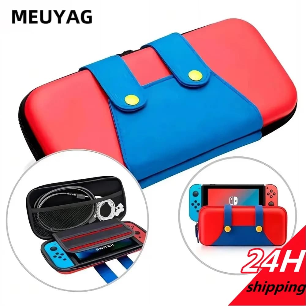 Custodia da Viaggio per Nintendo Switch/OLED, Simpatica Custodia Portatile per Switch con 10 Scomparti per Giochi, per Cover di Mario