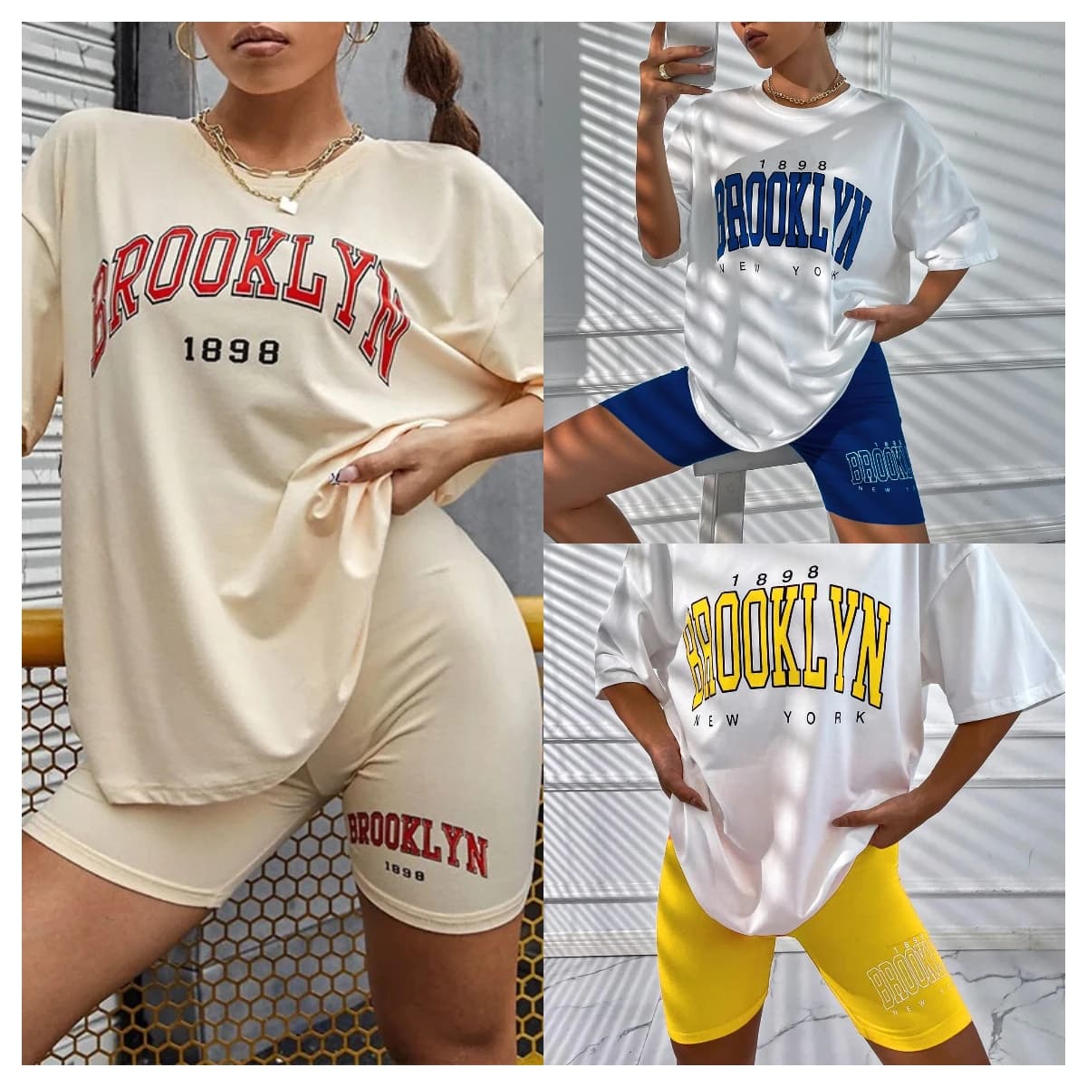 Pigiama da donna Set T-shirt ampia casual Pantaloncini attillati Slim Outdoor Homewear Comodo traspirante Bellissimo ed elegante alla moda