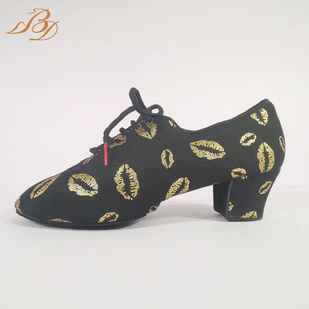 BD Dance Sandali da ballo latino Donna Pratica Scarpe da tango Sneakers Danza per donna Esegui sport Fitness Labbra dorate per adulti T1-B