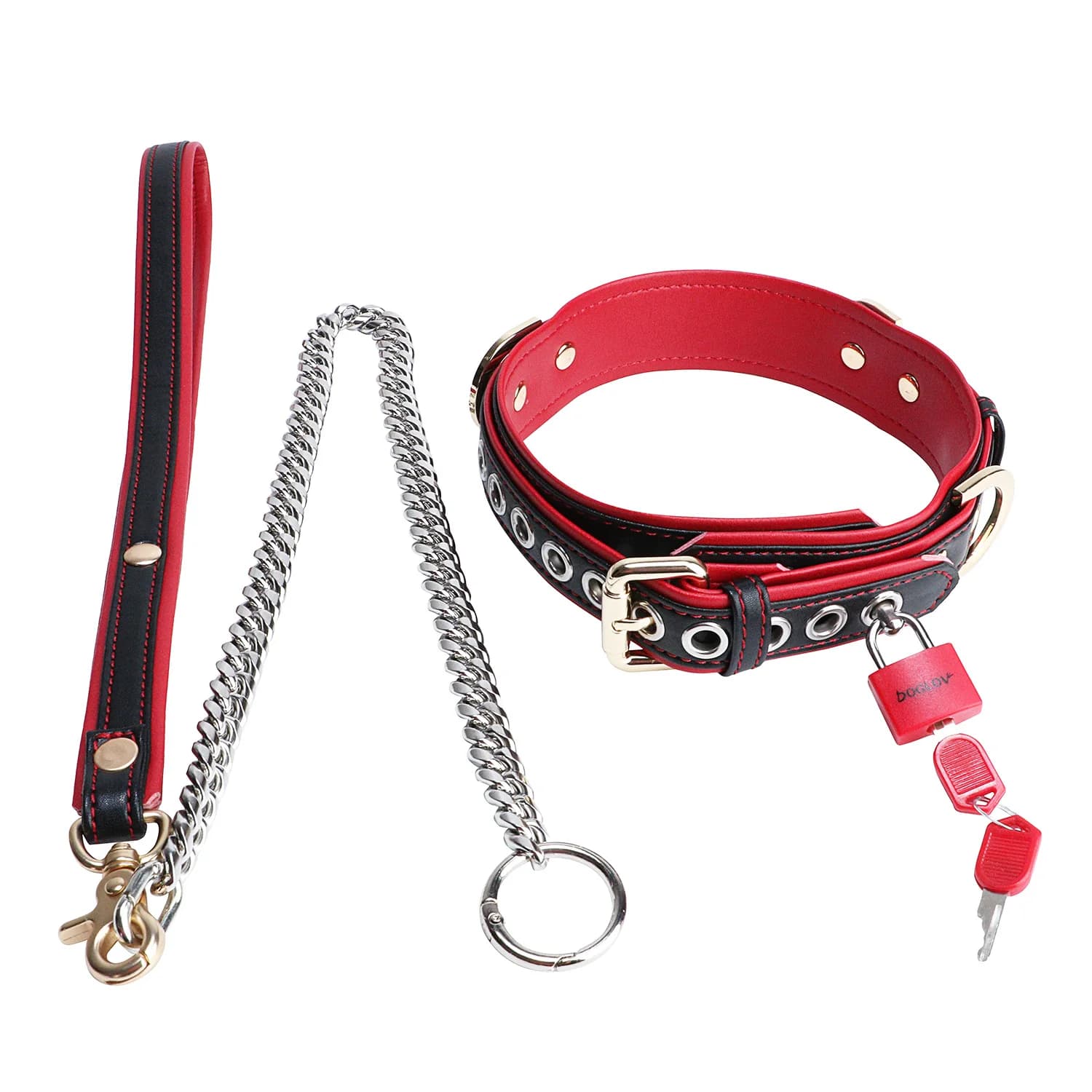 DOGLOV Adjustable PU Leather Restraint Collar Band Bondage Leather Stainless Chain Punk BDSM Toy Male/Couple Flirting Binder