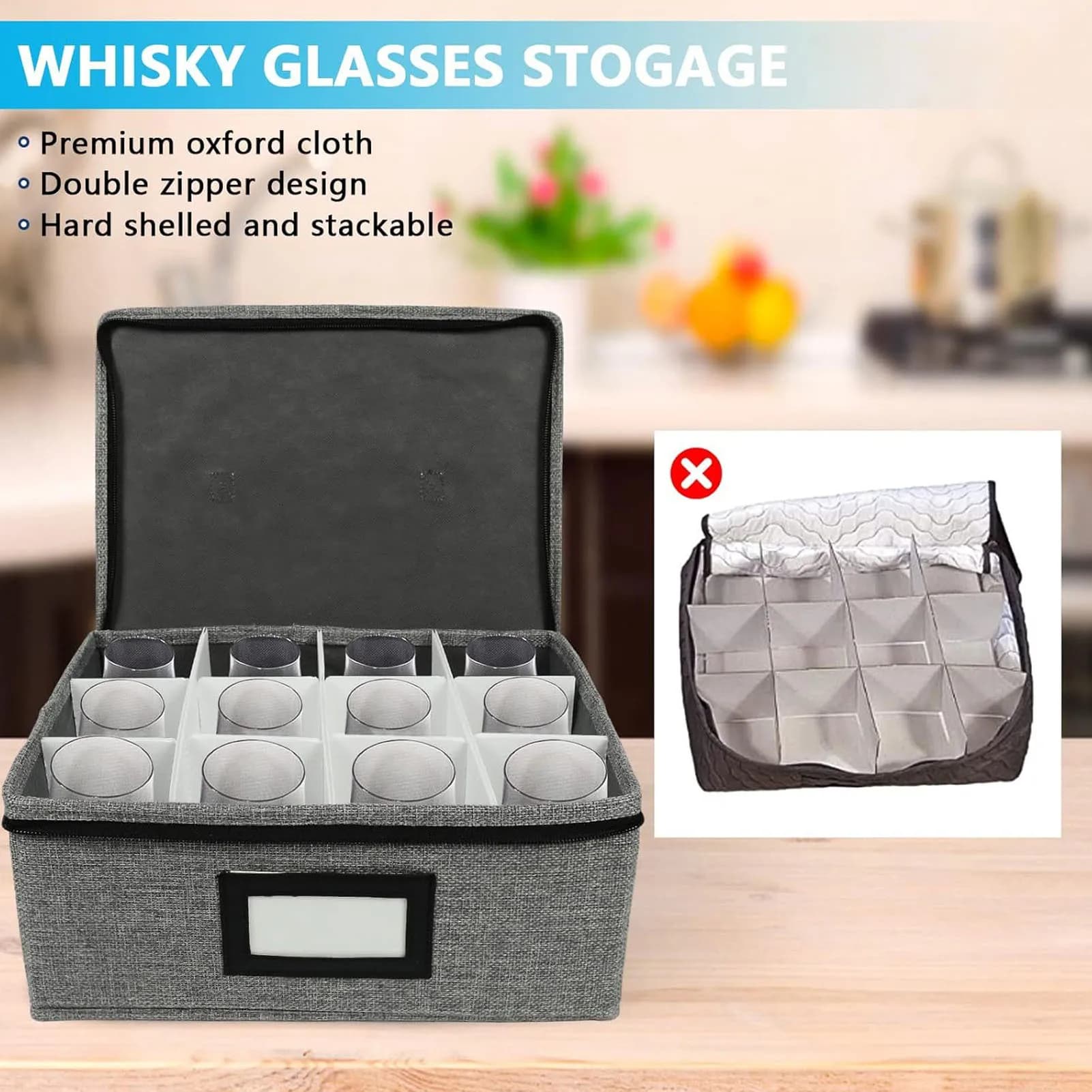 Scatola porta bicchieri da vino multifunzionale in tessuto Oxford, scatola porta bicchieri da whisky per 12 bicchieri, per la casa