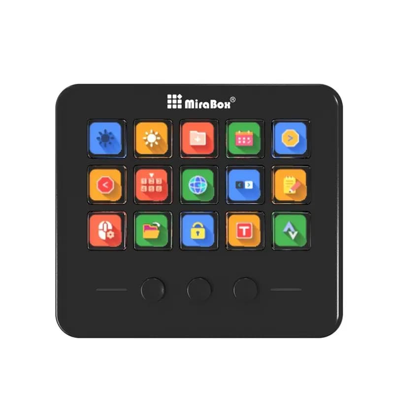 Mirabox M18 V2.0 Stream Deck Keyboard, Tastierino a 18 Tasti, Pulsanti Macro Visualizzabili Fai-da-te, Supporto Regolabile per Console, Touch HA