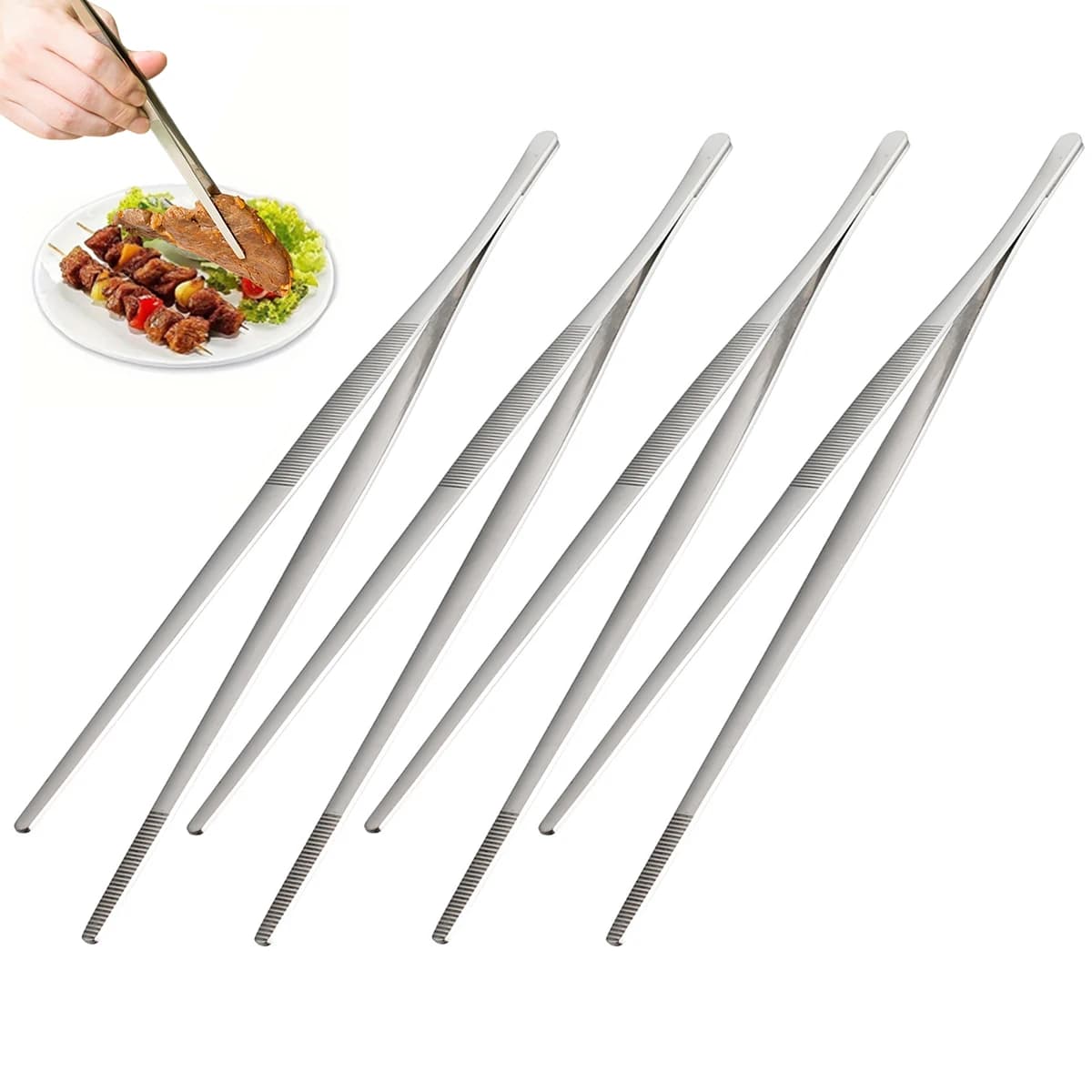 1/2/3/4pcs Barbecue domestico Clip per alimenti Clip per barbecue in acciaio inossidabile Clip per piatto da bistecca Clip per barbecue per buffet Clip per bistecca Strumenti per barbecue