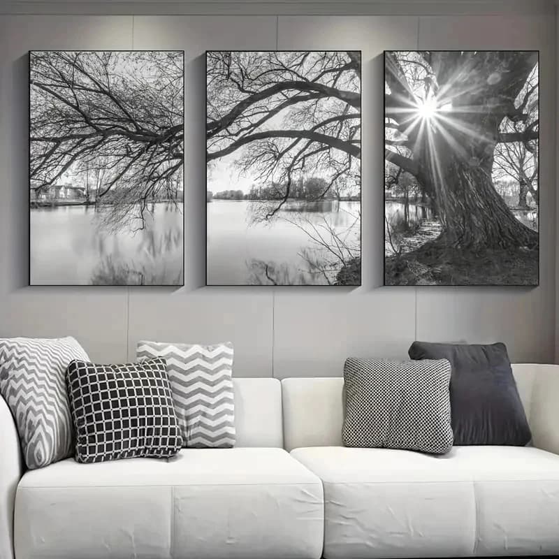 Diy Diamond Painting 3Pcs Big Tree Lake Sunset Landscape Wall Art 5D Full Mosaic Diamond Embroidery Decor Triptych