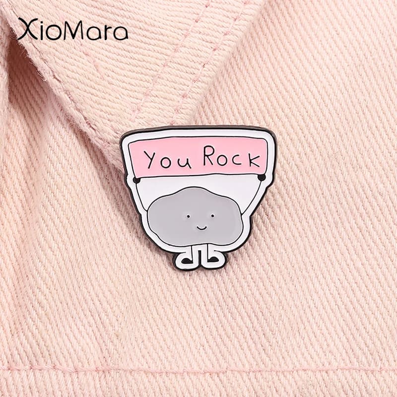 You Rock Smalto Pin Cartoon Divertente Geologia Gioco di parole Citazione ispiratrice Spilla Zaino da bavero Distintivo Gioielli Regalo per gli amici
