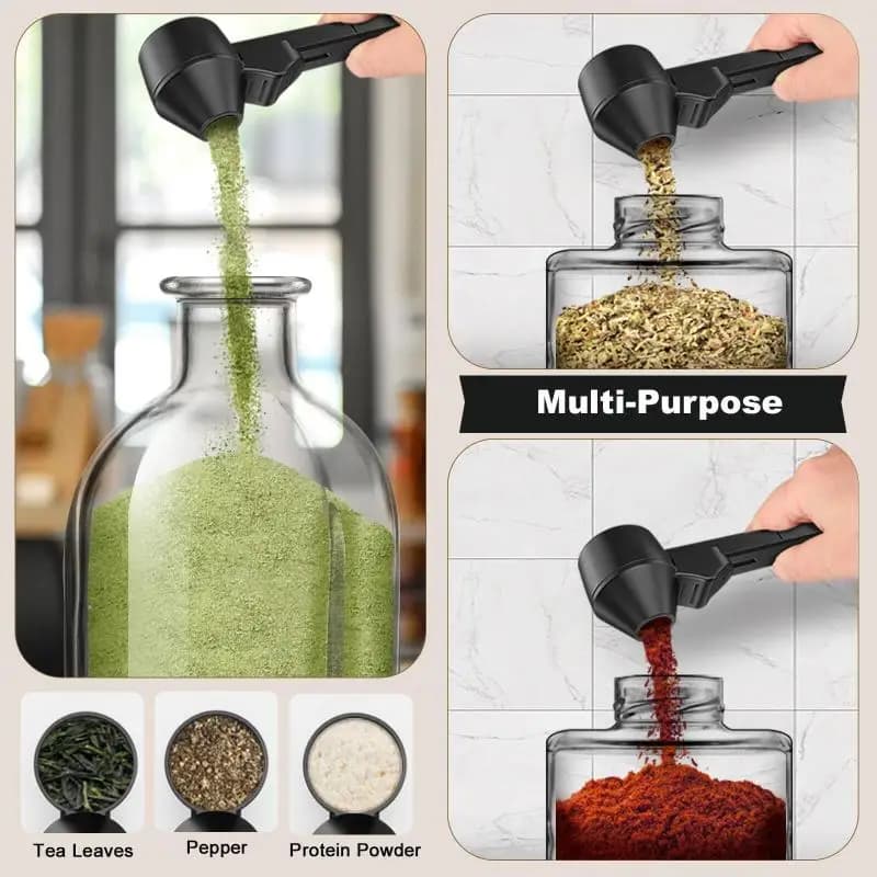 Hot Sale No Spill Coffee Scoop Reusable Protein Powder Spoon Sliding Spoon Funnel For Milk&Supplements Kitchen Gadgets
