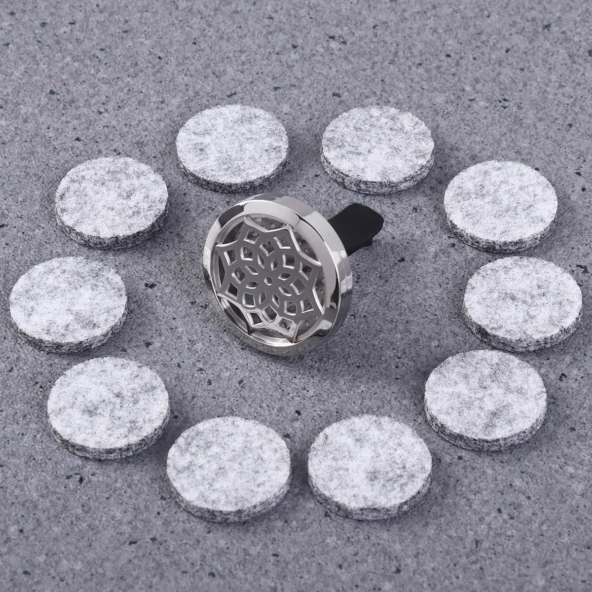 Aromatherapy Car Diffuser Clip 316 Stainless Steel Sunflower Locket Style with 10 Reusable Felt Pads Diffuser Clip for Car