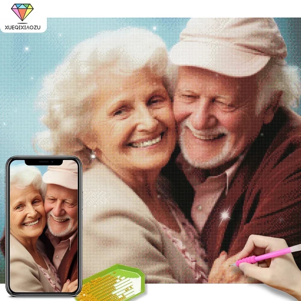 Foto Pittura diamante personalizzata Immagine 5D Strass Diamante fai da te Ricamo Decorazioni di nozze per la casa Regali commemorativi per genitori per bambini