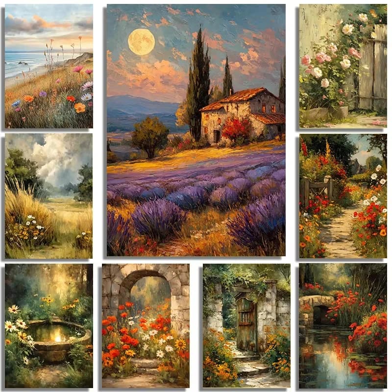 Paper Jigsaw Puzzle 1000Pieces Retro Wildflower Farmhouse Jungle Natural Landscape Art Wall Decor Gift