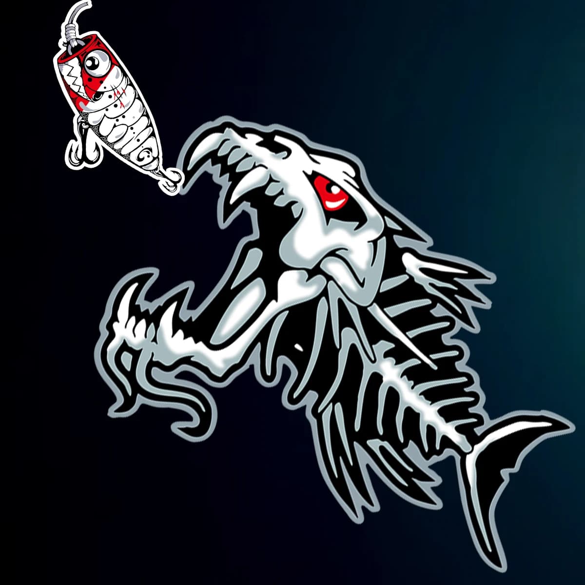 The strange fish sticker suitable for motorcycles, scooters, helmets, bicycles, trunk, computer, refrigerators.