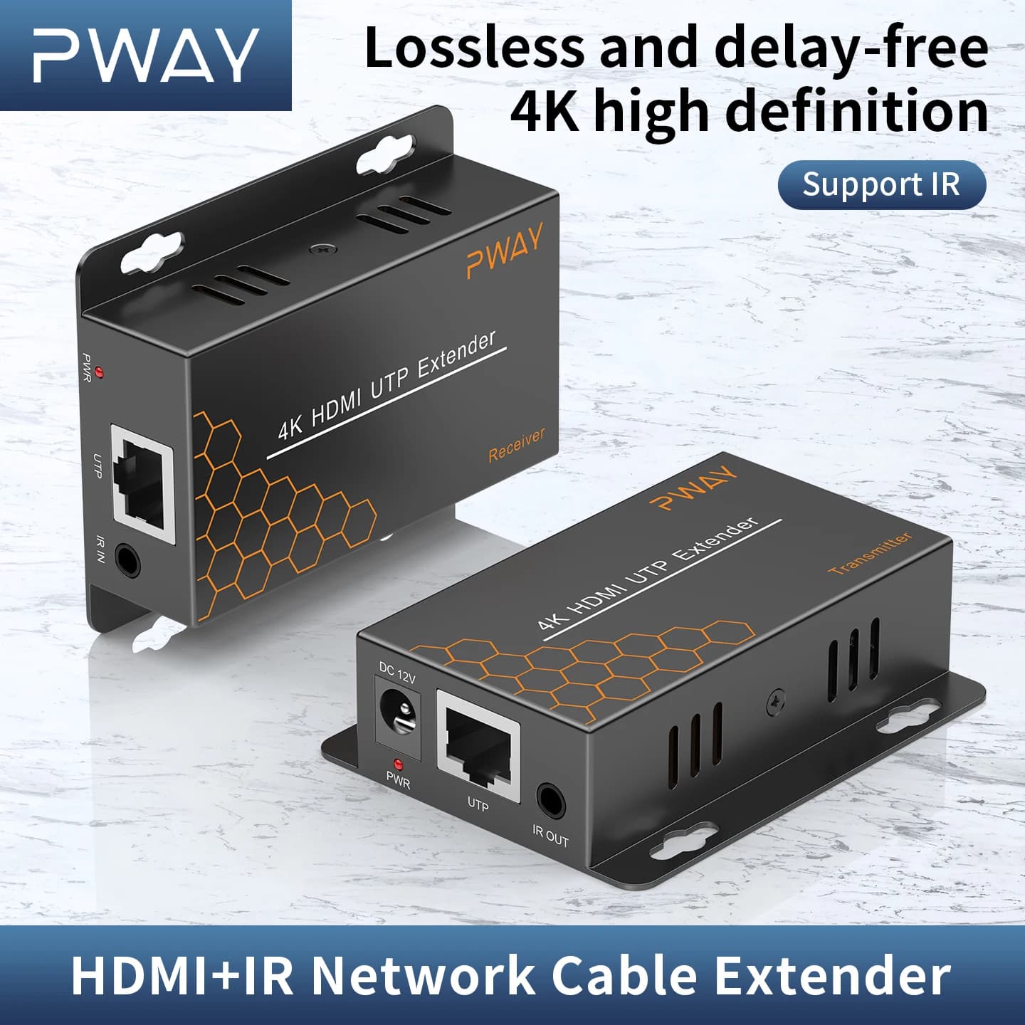 PWAY HDMI Extender Porte RJ45 Rete 4K @ 30HZ Estendi audio video Trasmissione non compressa fino a 40 m Utilizza cavo Cat5 Cat6