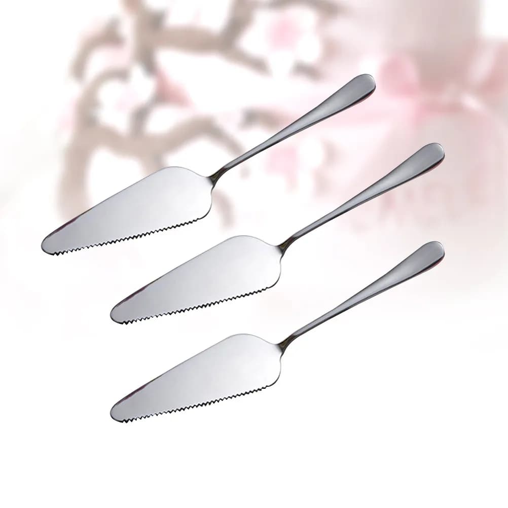 3Pcs Stainless Steel Pizza Shovel Cake Spatula with Serrated Edge Ergonomic Handle Dishwasher Safe Baking Tool Cake Cutter