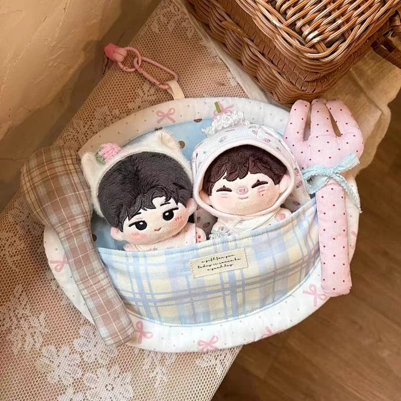Dinner Plate Series 10cm Plushie Sleeping Display Bag, Kawaii Strawberry Soft Storage Cushion, for Anime Kpop Merch Layout Decor