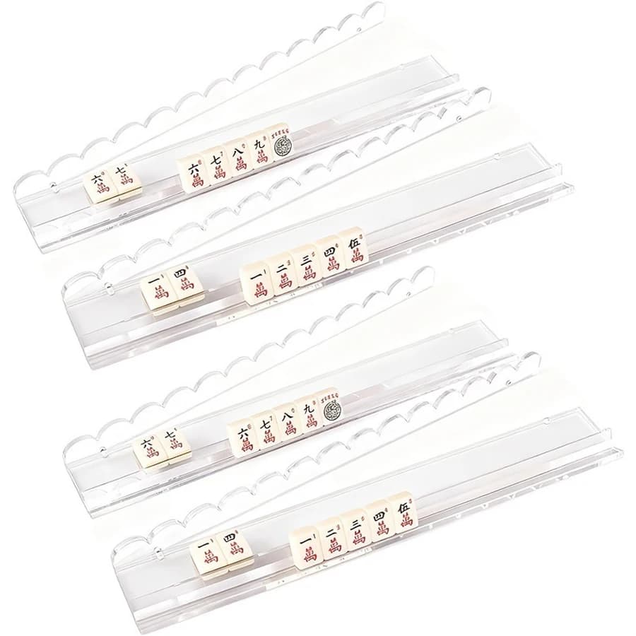 Premium Acrylic Mahjong Tile Holders Clear Mahjong Racks Rulers Mahjong Tile Pushers Organizers Game Accessories for Party