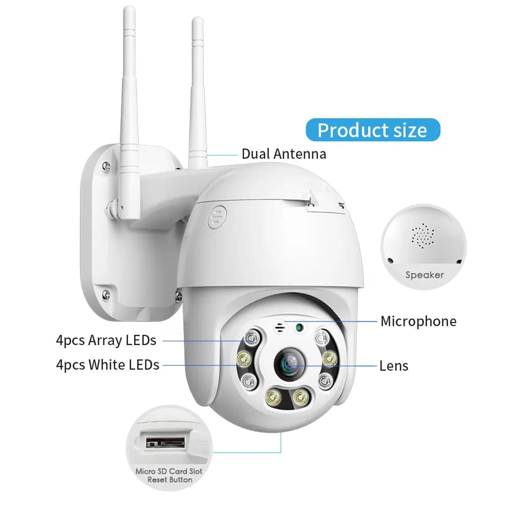 5MP Wifi Camera PTZ Outdoor Security Protection Wireless CCTV Camera H.265 AI Human Detection Waterproof Hisee SE App