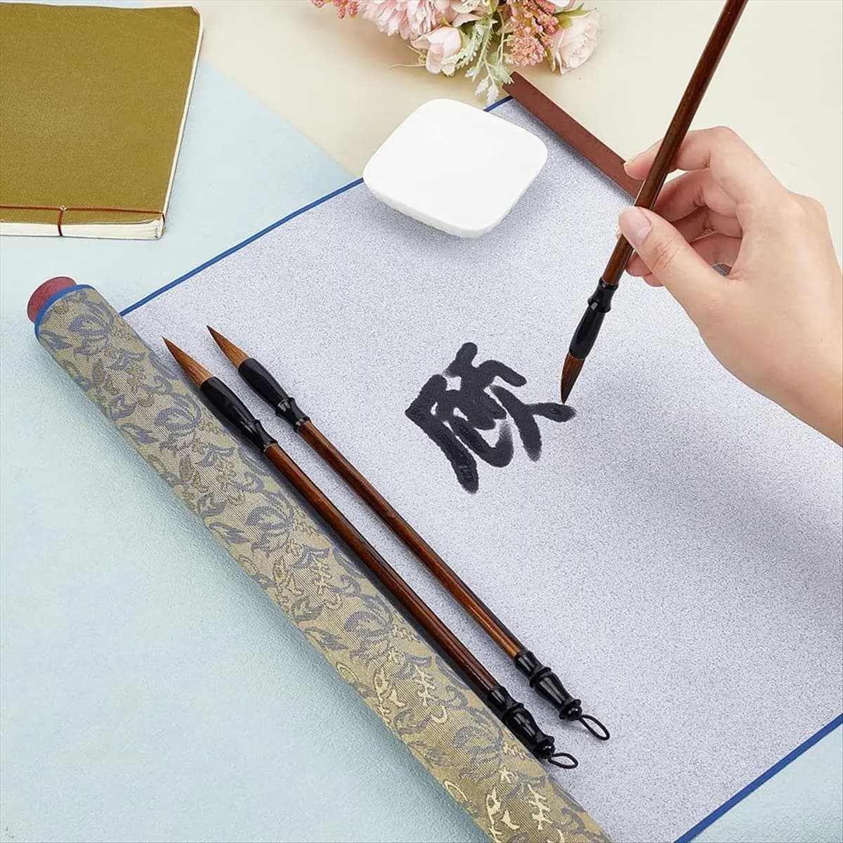AB09 No Ink Chinese Calligraphy Practice Set Water Writing Cloth Scrolls Chinese Traditional for Beginners Practice Style 3