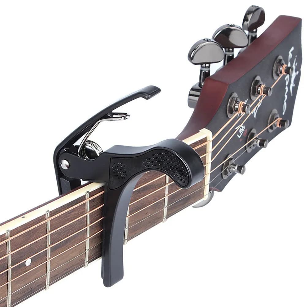 Capotasto per Chitarra in Metallo Premium, Sgancio Rapido, per Chitarra Acustica ed Elettrica, Ukulele, Banjo, Basso, Mandolino, Nero, Leggero
