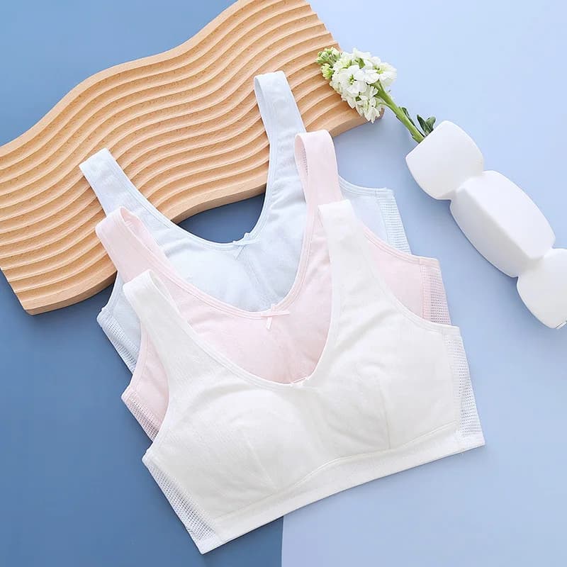 Semplice e confortevole biancheria intima per ragazze in tinta unita sviluppo giovanile gilet in cotone traspirante sottile morbido reggiseno per bambini senza tracce