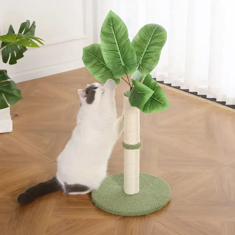 Cat Scratching Post with Green Leaves Latest Business Opportunity Wholesale Indoor Artificial Plants Cat Furniture Tree Tower
