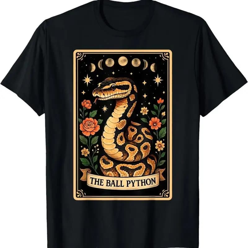 The Ball Python Snake Tarot Card Witchy Moon T-Shirt