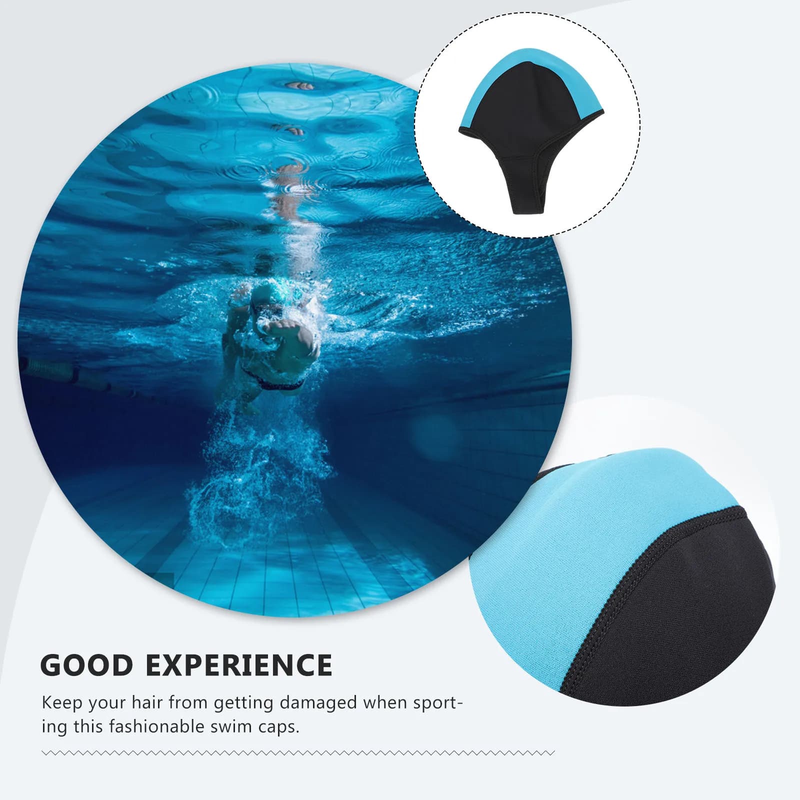Waterproof Swimwear 1 Piece, Elastic Rubber, for Diving and Swimming Indoor/Outdoor, Protects Hair and Earrings, Winter Warm