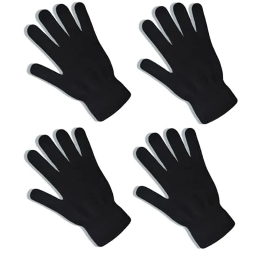 2 Pairs Winter Black Knit Gloves Adults Warm Stretchy Unisex Magic Gloves Men Women Cold Weather Mittens for Running Driving Cy