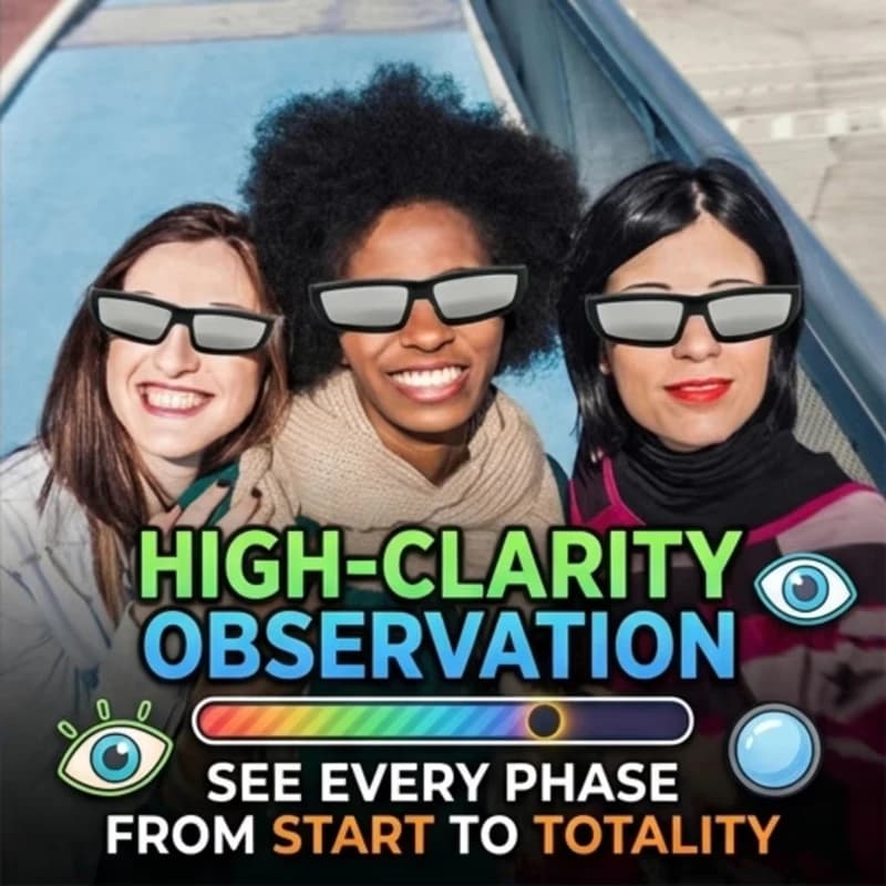 2026 Safe Solar Eclipse Glasses Plastic Frame Professional Solar Viewer Shade For Direct Sun Observation Total Eclipse Eyewear