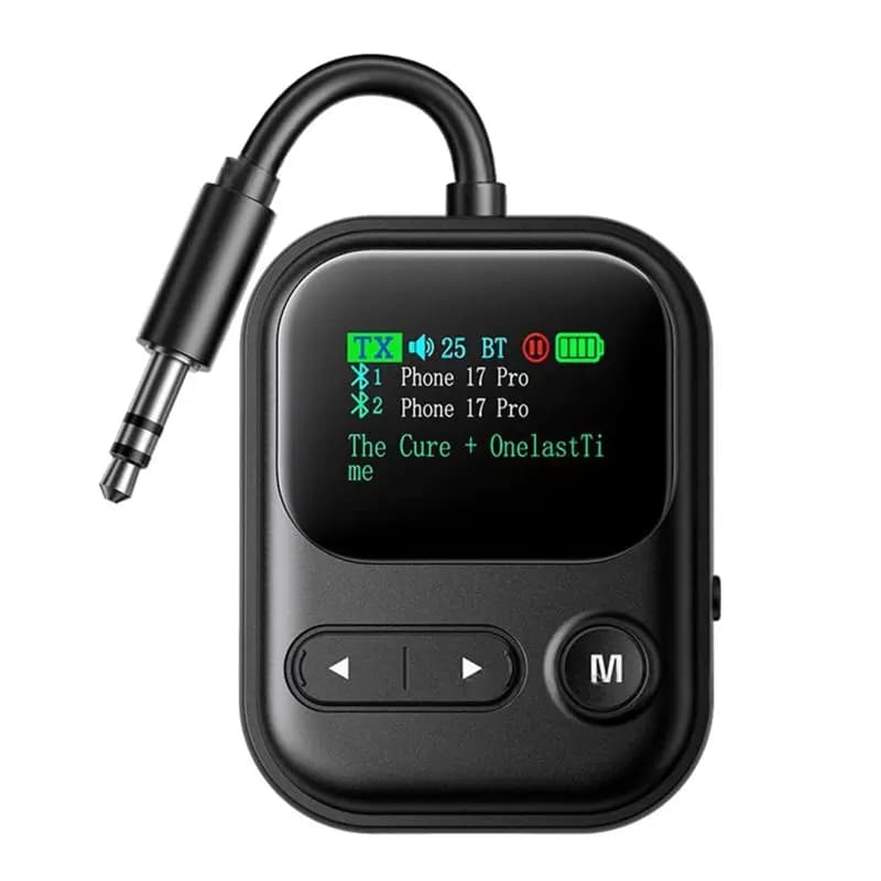 A97I-Bluetooth 6.0 Audio Transmitter Receiver 2 In 1 RT/TX Adapter 3.5MM With Mic LCD Display For Speaker Car TV PC Airplane