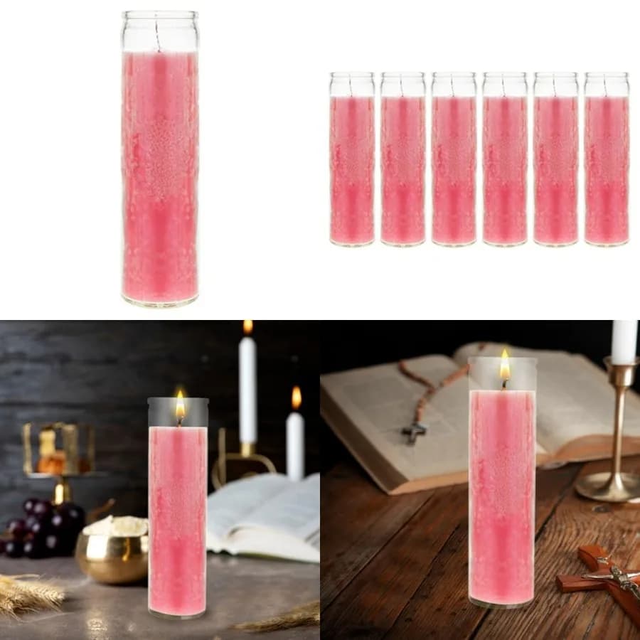 6 candele votive in vetro senza profumo, durata 7 giorni, in cera pregiata, 2 pollici x 8 pollici, per santuario, veglie, preghiere