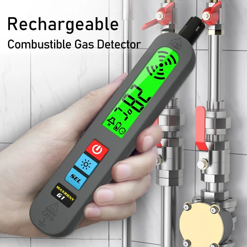 Rilevatore di perdite di gas G1 Ricarica di gas naturale combustibile Allarme sonoro portatile a vibrazione Display LCD Tester di alcol metano