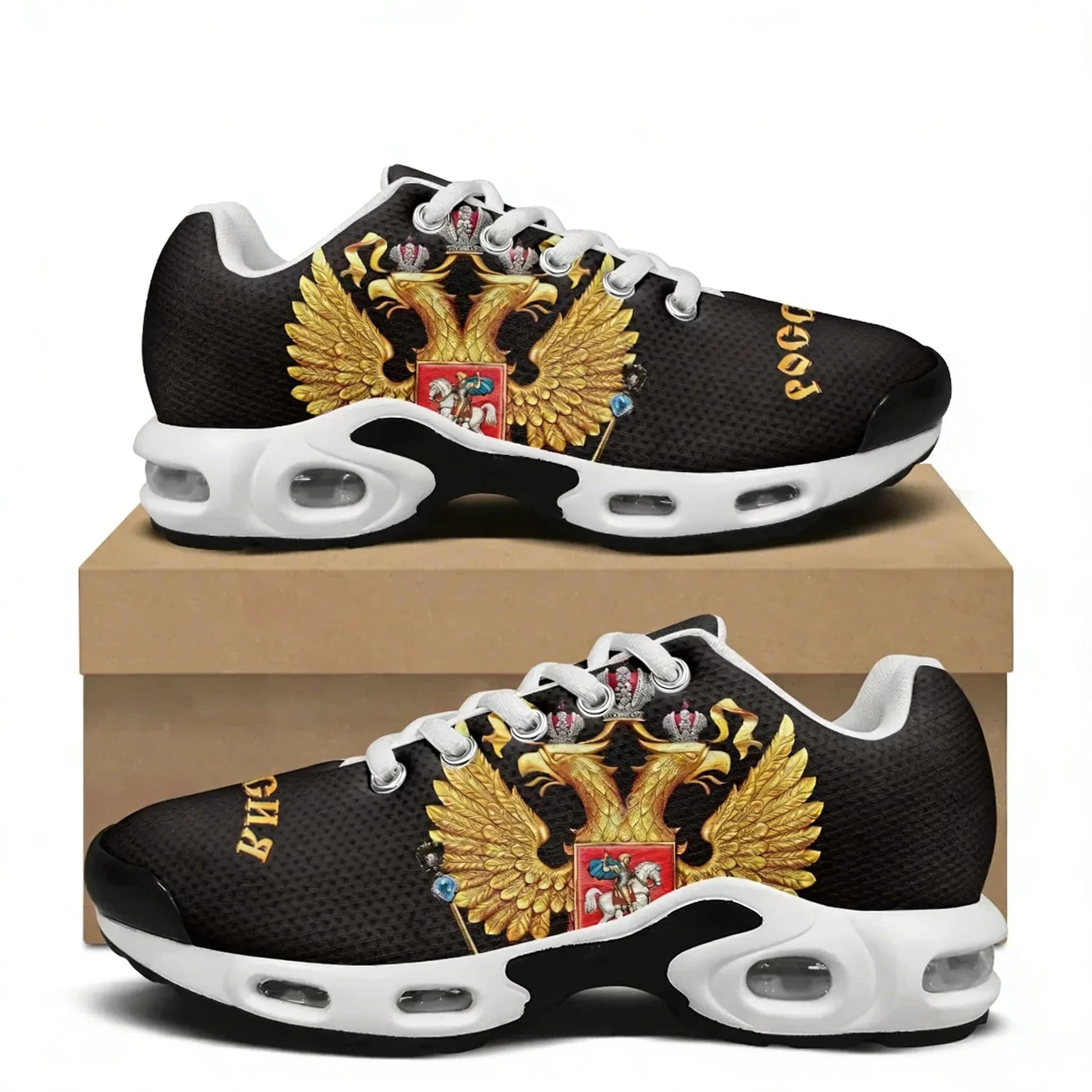 Russia Coat Of Arms Badge Air Cushion Sneakers Mens Womens Hiking Running Casual Shoes Mountain Climbing Shoes Custom Shoes