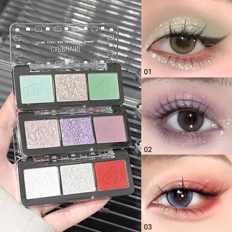 CAPPUVINI three color summer shade, fine pearly flash, matte, easy to make, durable, without dust, apply make-up naturally