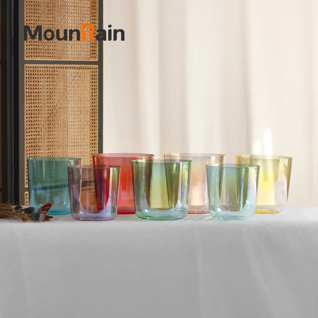 MountainRain A Set of 7 Colors Alchemy Crystal Singing Bowl for Yoga Meditation Instruments Sound Healing the Mind Sound Therapy