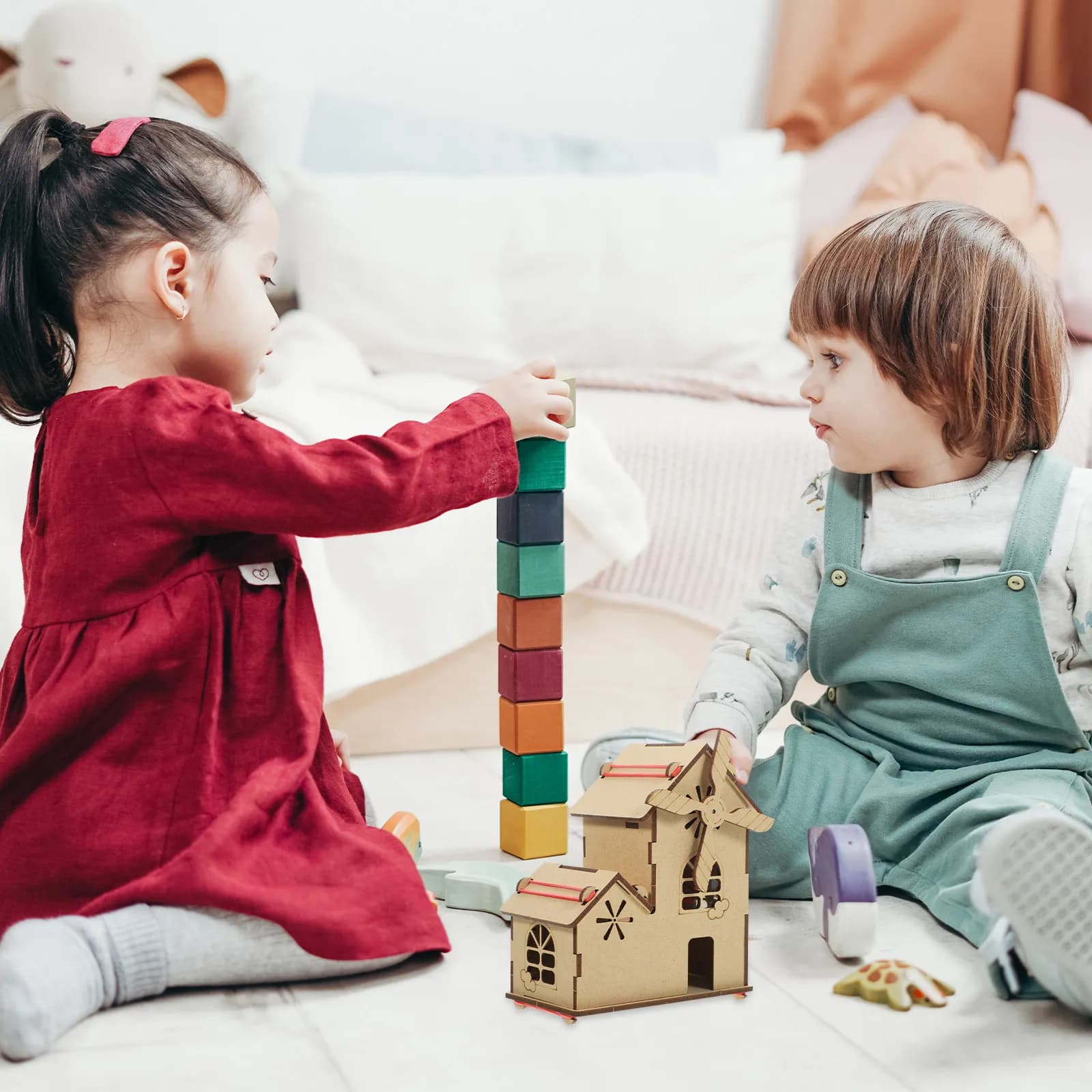 Set Educativo per Bambini: Kit Scientifico Fai-da-Te per Costruire una Casa con Mulino a Vento ad Energia Solare