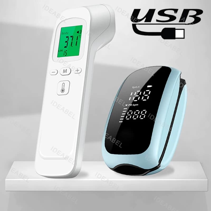 LCD Front Electronic Infrared Front Temperature Gun Detector Medical Precision Pulsossimeter Home USB Charge