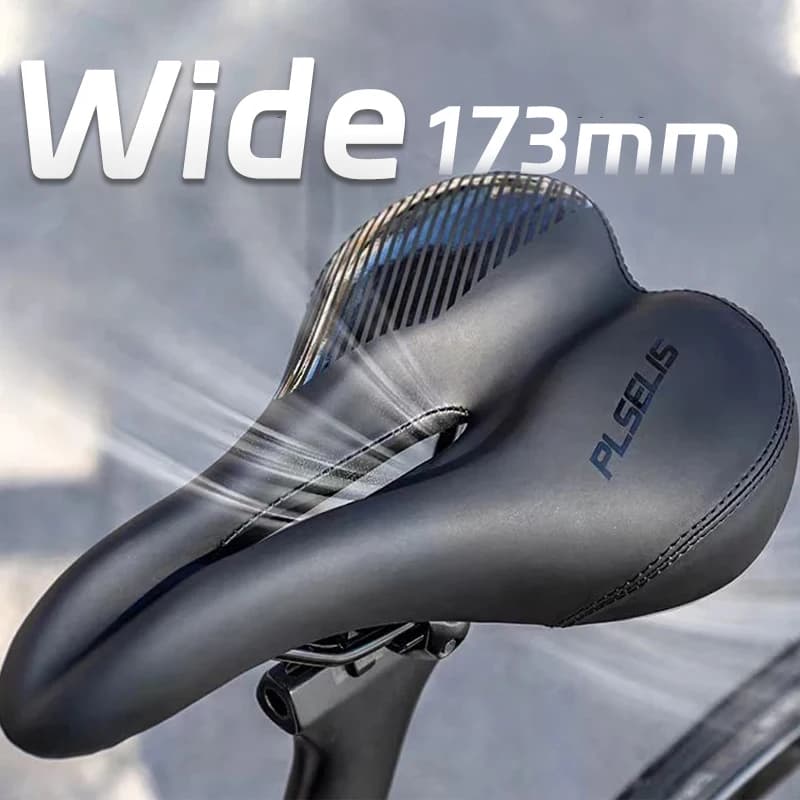 PLSELIS Sella per bicicletta larga 173 mm ammortizzante cava morbida grande cuscino del sedile ergonomico e confortevole per bici pieghevole MTB