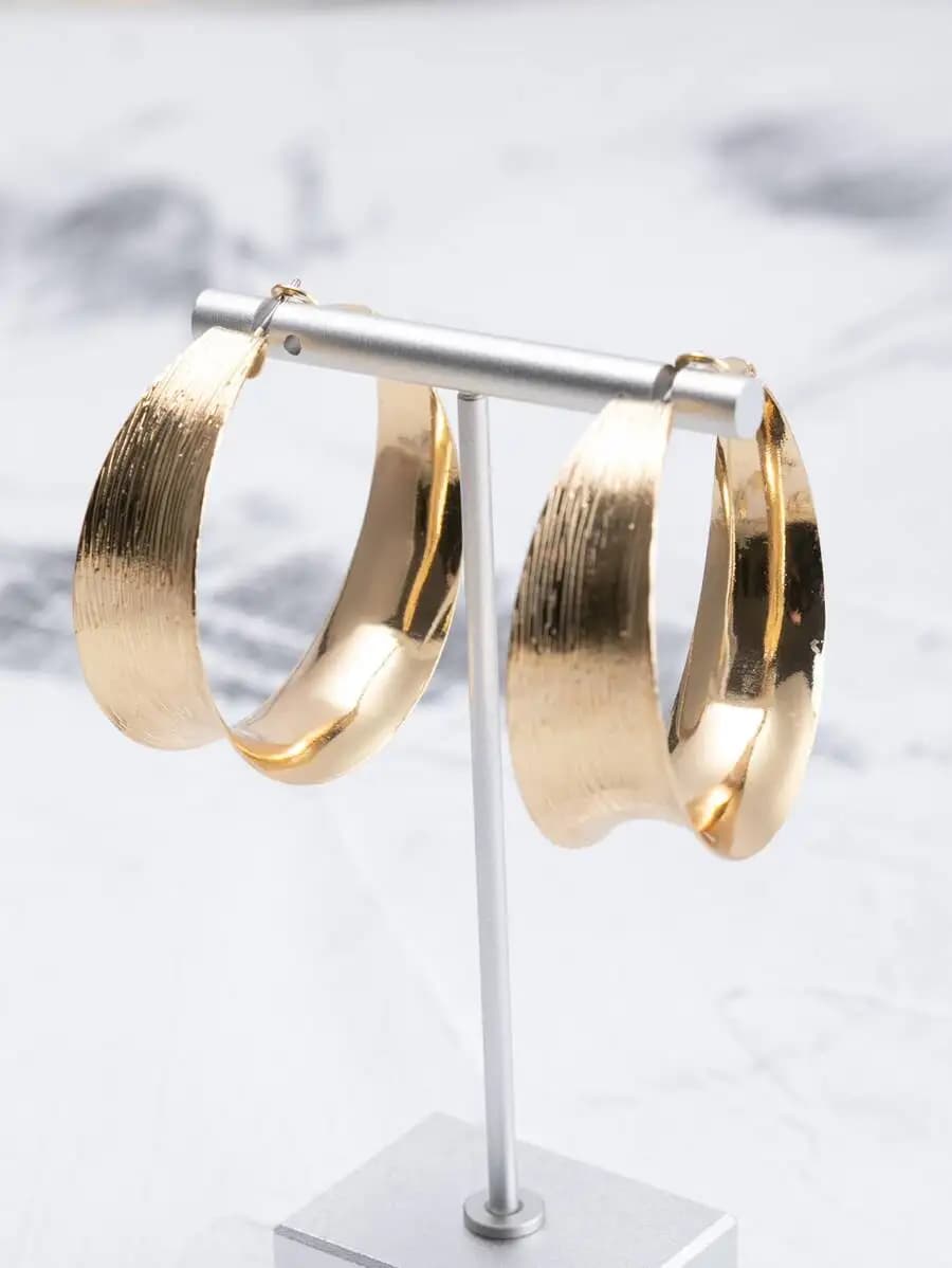 Textured Geometric Hoop Earrings For Women Party Club Fashion Jewelry