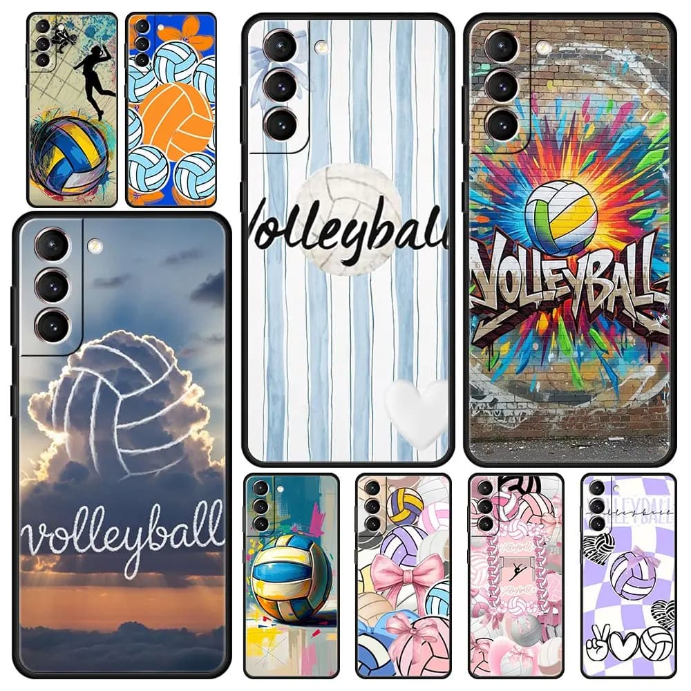 Cover per Telefono Samsung Galaxy S26 S25 S24 S23 S22 S20 S21 FE Ultra S25 Edge Plus 5G, Custodia Morbida in TPU con Design Pallavolo
