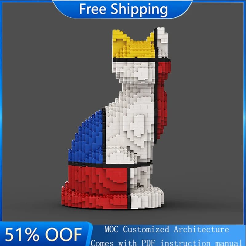 3085 Parts MOC Animal Sculpture Series Colorful Cats Model Building Block Brick Creative Assembly Educational Toy Birthday Gifts