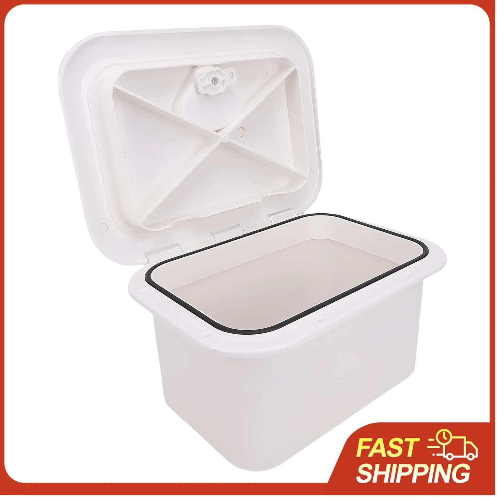 Box Organizer for Fishing Equipment, ABS Boat Container 37.5X27X17.5cm, Integrated Storage Box for Fishing, White