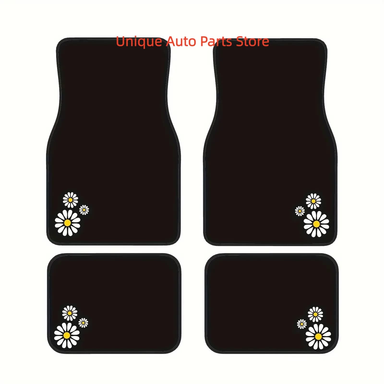 Tappetini per auto con motivo a fiori di margherita, 4 pezzi, facili da pulire, adatti a tutti i modelli, accessori adatti per berline e SUV, Styl