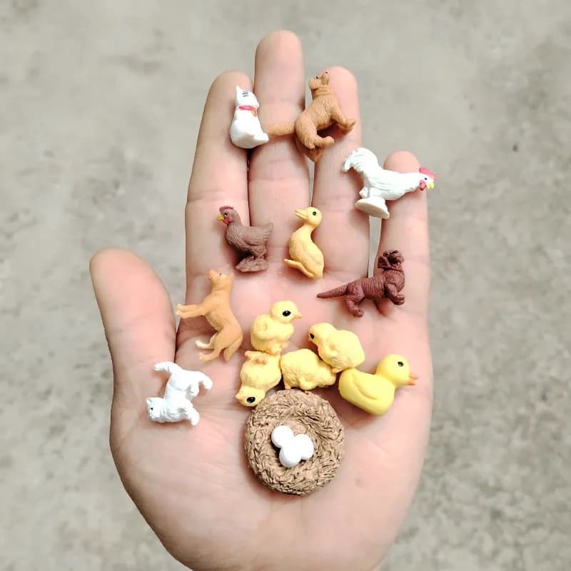 Simulato fattoria pollame cucciolo gattino Golden Retriever giallo bambino anatra gallo action figure ornamento in miniatura accessori giocattoli