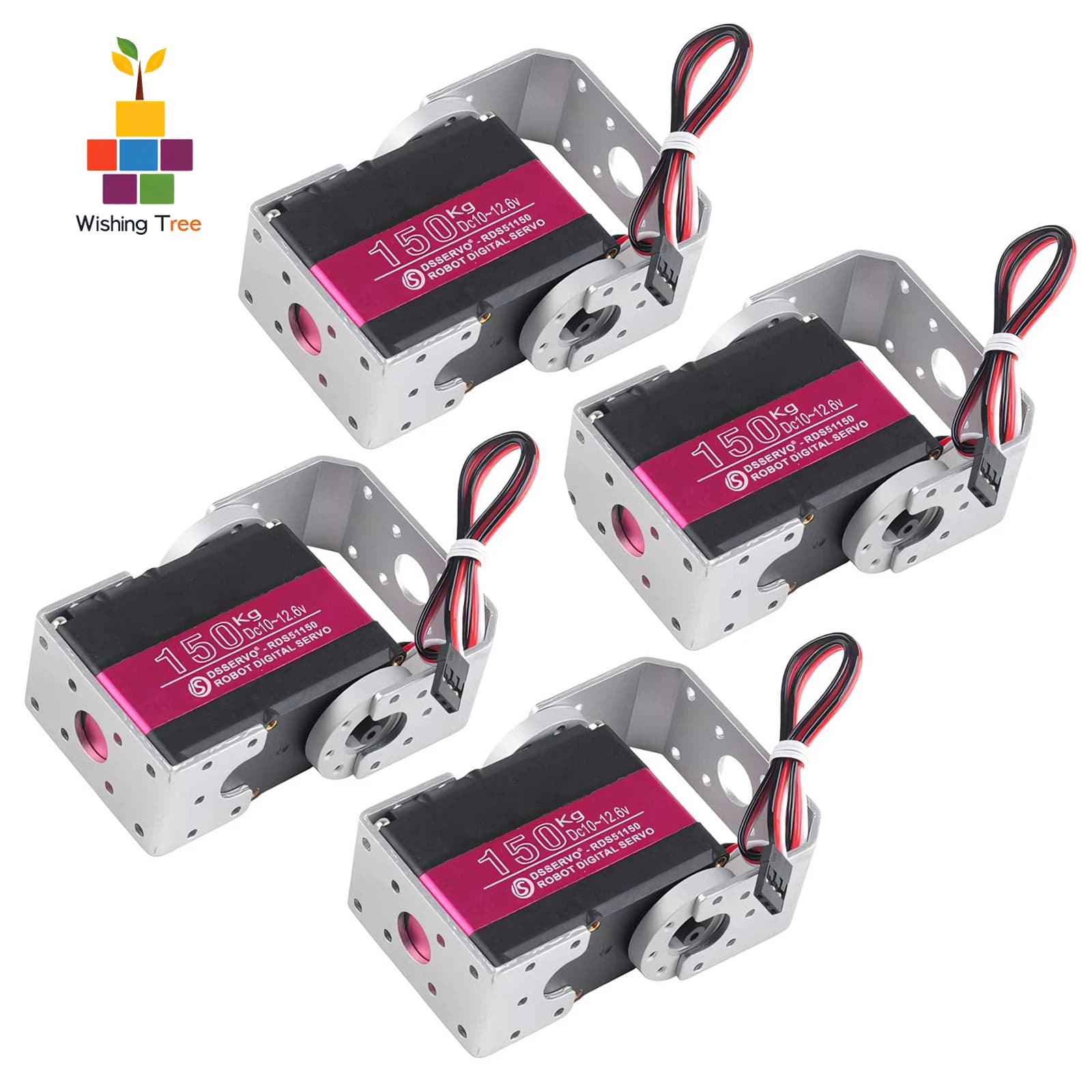 4PCS RDS51150 Servo digitale ad alto coppia 150KG 12V Motore robotico in metallo 180/270 ° IP66 per robot RC